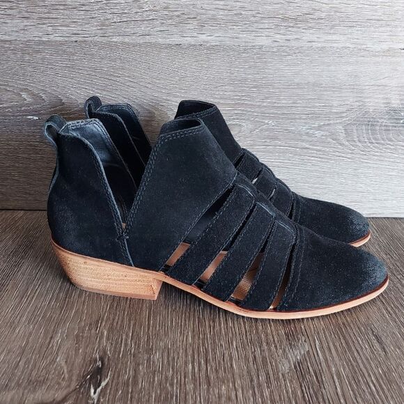 Frye Black Leather Rubie Cut-Out Ankle Booties 9 - Picture 1 of 8